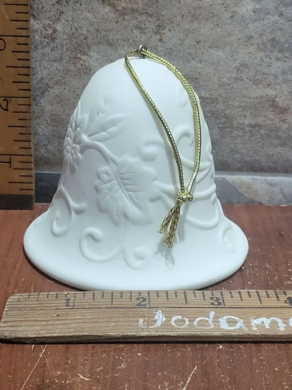 Vintage Matte White Porcelain Bell Ornament